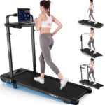 Caminadora plegable FUNMILY con escritorio extraible inclinacion 15% pasamanos ajustables capacidad 400 libras para casa
