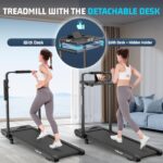 Caminadora plegable FUNMILY con escritorio extraible inclinacion 15% pasamanos ajustables capacidad 400 libras para casa