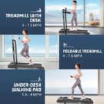 Caminadora plegable FUNMILY con escritorio extraible inclinacion 15% pasamanos ajustables capacidad 400 libras para casa