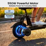 AWWSCOOTER C1S Electric Scooter with Seat for Adults, 550W Motor, 18.6MPH, 20-Mile Range, Foldable Commuter E-Scooter wi