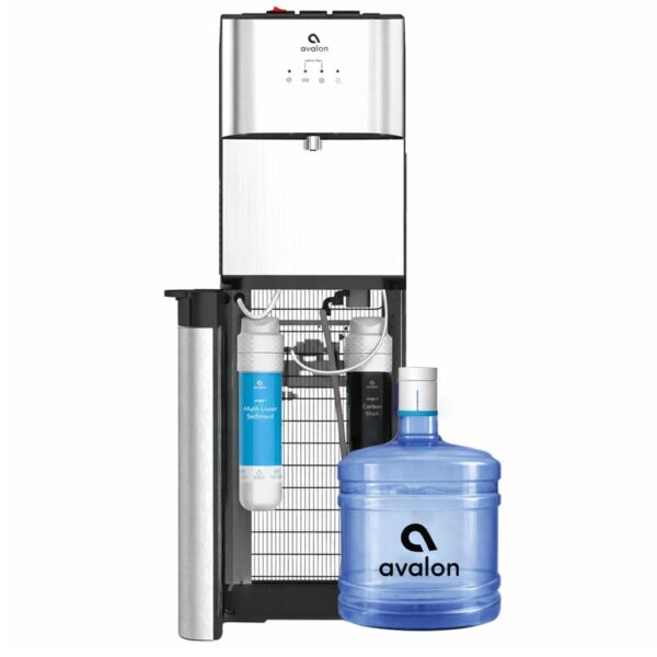 Dispensador de agua Avalon A3F carga inferior con sistema de filtración 3 temperaturas caliente fría templada acero inox