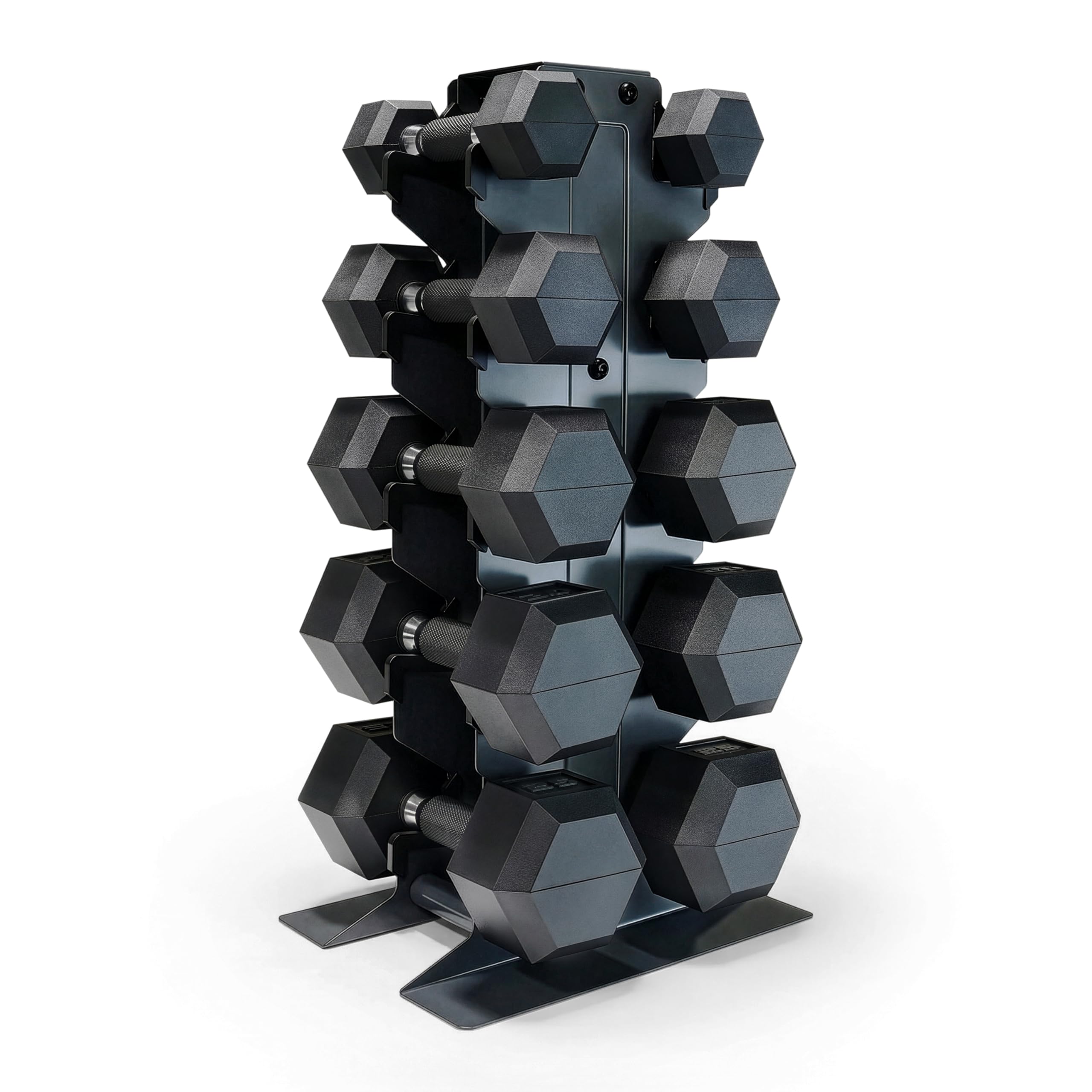 Version 1.0.0 CAP Barbell Juego de mancuernas hexagonales con revestimiento de goma con estante vertical, juego de mancuernas de 100 a