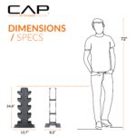 CAP Barbell Juego de mancuernas hexagonales con revestimiento de goma con estante vertical, juego de mancuernas de 100 a