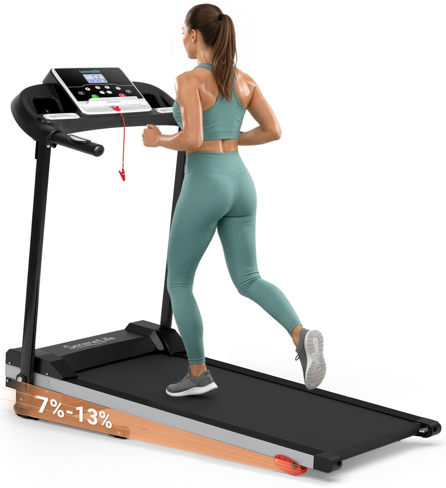 Version 1.0.0 Caminadora plegable SereneLife SLFTRD26BT.5 con inclinación pasamanos cinturón 40x16 pulgadas Bluetooth app 12 programas