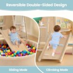 OLAKIDS Gimnasio de la selva para interiores, juguetes Montessori de madera para escalada para bebés 9 en 1 con rampa aj