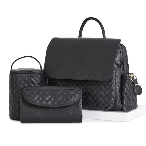 Hannah & Sophia Traveler - Mochila para pañales de viaje, juego de 4 piezas con puerto de carga USB-C, sistema de organi