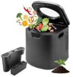 NutriChef NCCMP4LGY compostera electrica cocina interior 4 cuartos de galon 3 modos 2 filtros carbon inodoros gris encim