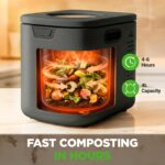 NutriChef NCCMP4LGY compostera electrica cocina interior 4 cuartos de galon 3 modos 2 filtros carbon inodoros gris encim