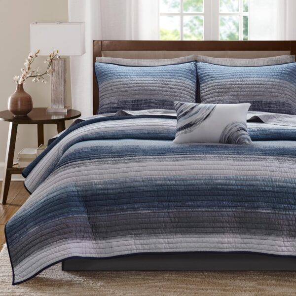 Juego de cama bolsa completo Madison Park Essentials Saben MPE13-1213 edredón reversible diseño geométrico algodón todas