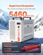 Chiller Enfriador de Agua Industrial VEVOR CW-5200DG con Compresor 5460 BTU Capacidad de 1.8 Galones Flujo de 3.4 GPM pa