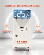 Chiller enfriador de agua industrial VEVOR CW-6300 con compresor de 27300 BTU capacidad de 10.6 galones caudal de 18.5 G