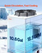 Chiller enfriador de agua industrial VEVOR CW-6300 con compresor de 27300 BTU capacidad de 10.6 galones caudal de 18.5 G