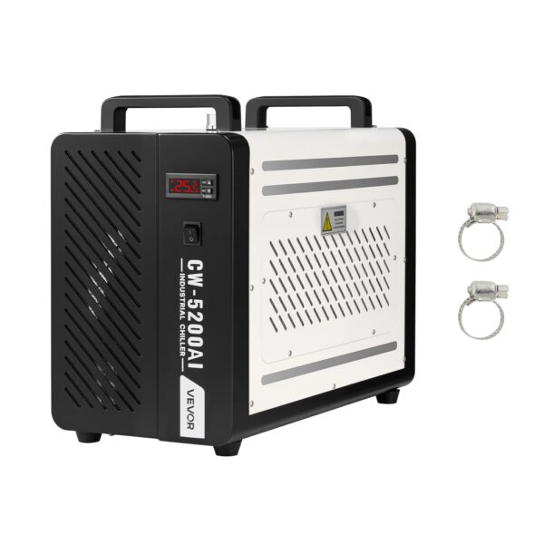 Chiller Enfriador de Agua Industrial VEVOR CW-5200DI con Compresor 5460 BTU h Capacidad 1.8 Galones Flujo 4.2 GPM para M