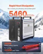 Chiller Enfriador de Agua Industrial VEVOR CW-5200DI con Compresor 5460 BTU h Capacidad 1.8 Galones Flujo 4.2 GPM para M