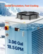Enfriador de agua industrial Chiller VEVOR CW6200 con compresor 17060 BTU capacidad de tanque 3.96 galones caudal de 18.