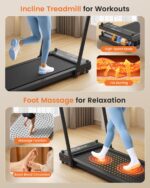 Caminadora Plegable ANCHEER 3.5HP con Masaje de Pies Inclinación Barra de Agarre Doble Cara 2 en 1 Hogar