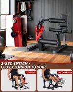 Máquina de extensión de piernas y rizos, máquina de piernas ajustable de capacidad de 700 libras para gimnasio en casa,
