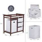 GarveeHome Moderna mesa cambiadora para bebé con cesta de lavandería y 3 cajones, cómoda de madera maciza para cuarto de