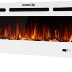 Chimenea Eléctrica SereneLife 50 Pulgadas Wi-Fi LED 13 Colores Llama 750/1500W Marco Blanco