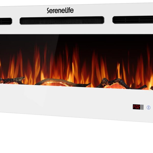 Chimenea Eléctrica SereneLife 50 Pulgadas Wi-Fi LED 13 Colores Llama 750/1500W Marco Blanco