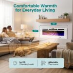 Chimenea Eléctrica SereneLife 50 Pulgadas Wi-Fi LED 13 Colores Llama 750/1500W Marco Blanco
