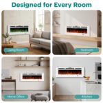 Chimenea Eléctrica SereneLife 50 Pulgadas Wi-Fi LED 13 Colores Llama 750/1500W Marco Blanco