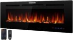 Chimenea eléctrica SereneLife con llama LED Wi-Fi, termostato, 13 colores, 750/1500 W, empotrable o de pared