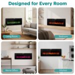 Chimenea eléctrica SereneLife con llama LED Wi-Fi, termostato, 13 colores, 750/1500 W, empotrable o de pared