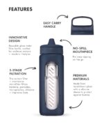 Botella de vidrio con filtro de agua LifeStraw Go LGV4G8ASWW vidrio soplado a mano con funda de silicona 20 onzas color