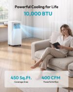 Aire acondicionado portátil EUHOMY PAC003-10K 10000 BTU 4 en 1 enfría ventilador deshumidificador modo sueño 450 pies cu