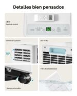 Aire acondicionado portátil EUHOMY PAC003-10K 10000 BTU 4 en 1 enfría ventilador deshumidificador modo sueño 450 pies cu
