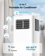 Aire acondicionado portátil EUHOMY PAC015-14K 14000 BTU 4 en 1 frío ventilador deshumidificador modo sueño enfría hasta