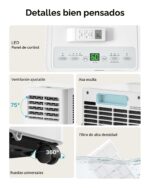 Aire acondicionado portátil EUHOMY PAC015-14K 14000 BTU 4 en 1 frío ventilador deshumidificador modo sueño enfría hasta