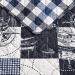 Juego de edredón algodón costero reversible Nautica Revman International A0010471 3 piezas King retazos marinero azul