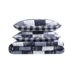 Juego de edredón algodón costero reversible Nautica Revman International A0010471 3 piezas King retazos marinero azul