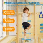 Montessori - Juego de gimnasio para interiores y exteriores, 9 en 1 para niños pequeños con tobogán, barras de mono, ani