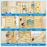 Montessori - Juego de gimnasio para interiores y exteriores, 9 en 1 para niños pequeños con tobogán, barras de mono, ani