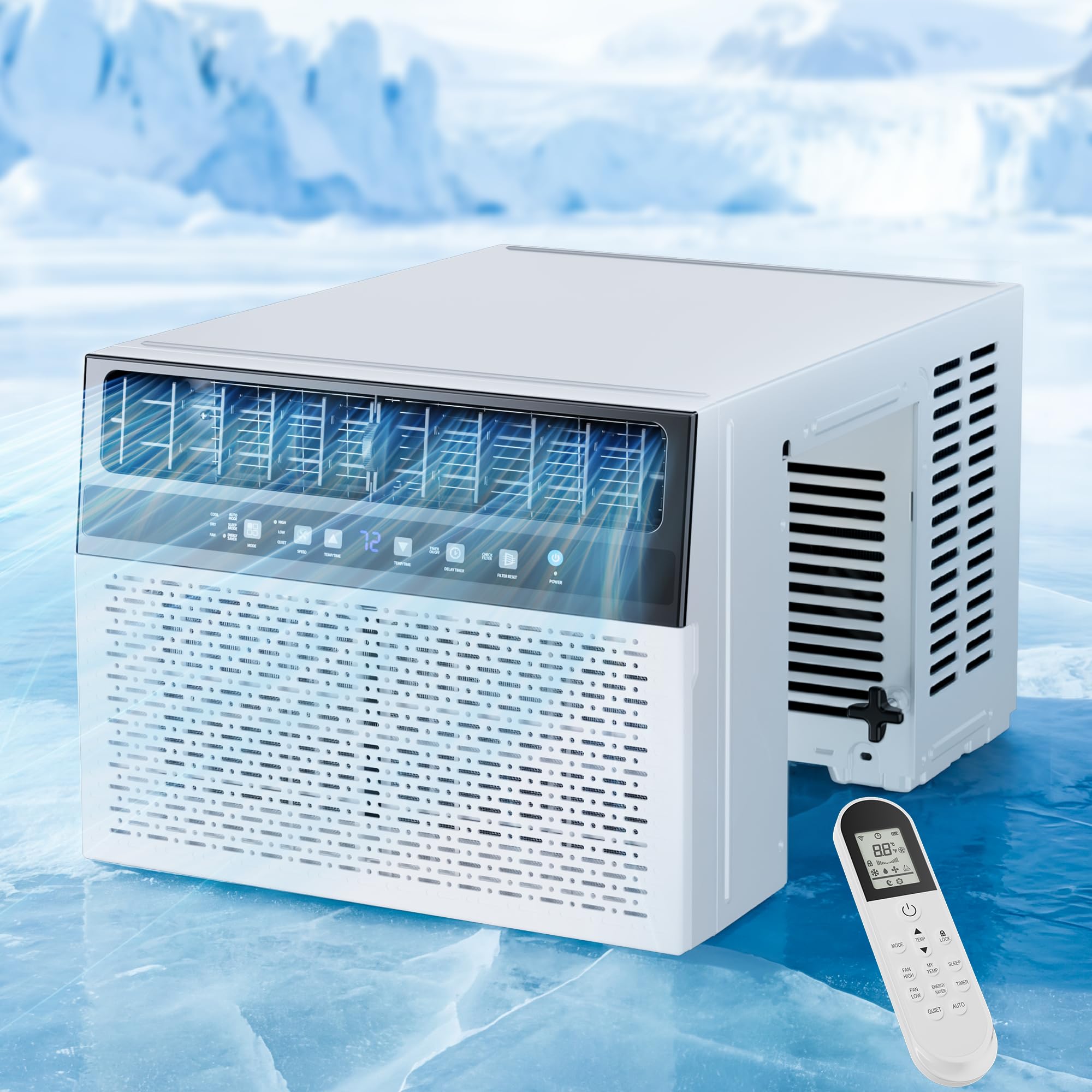 Version 1.0.0 Aire acondicionado de ventana en U Uthfy HYWAC12CD1 12000 BTU 6 en 1 con rejillas ajustables temporizador 24 horas para