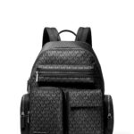 Michael Kors Mochila Dakota para hombre, herrajes plateados/nailon característico, Herrajes plateados/Nylon/Negro, Media