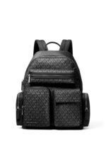 Michael Kors Mochila Dakota para hombre, herrajes plateados/nailon característico, Herrajes plateados/Nylon/Negro, Media