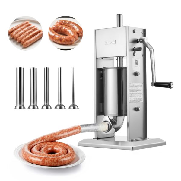 VEVOR Relleno manual de salchichas, relleno vertical de carne de 7 libras / 3 L, máquina de rellenar de carne con carcas