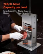 VEVOR Relleno manual de salchichas, relleno vertical de carne de 7 libras / 3 L, máquina de rellenar de carne con carcas