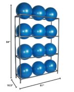 Fitness First Estante de almacenamiento de metal para bolas de equilibrio, construcción de tubería de metal resistente,