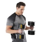 Marcy Sistema de mancuernas ajustable: pesas libres 6 en 1 para gimnasio en casa, 50 libras individuales o 100 libras op