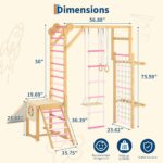PeakPursuit Gimnasio de la selva interior 8 en 1 para niños de 3 a 10 años – Estructura de escalada de madera con tobogá