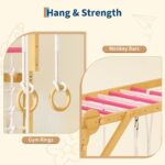 PeakPursuit Gimnasio de la selva interior 8 en 1 para niños de 3 a 10 años – Estructura de escalada de madera con tobogá