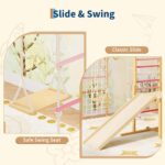 PeakPursuit Gimnasio de la selva interior 8 en 1 para niños de 3 a 10 años – Estructura de escalada de madera con tobogá