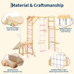 PeakPursuit Gimnasio de la selva interior 8 en 1 para niños de 3 a 10 años – Estructura de escalada de madera con tobogá