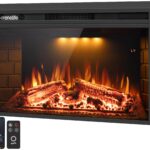 Chimenea eléctrica SereneLife SLFPE36WBK.5, 36 x 21", Wi-Fi, control remoto, termostato 700/1500 W, empotrable o pared