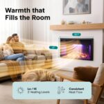 Chimenea eléctrica SereneLife SLFPE36WBK.5, 36 x 21", Wi-Fi, control remoto, termostato 700/1500 W, empotrable o pared